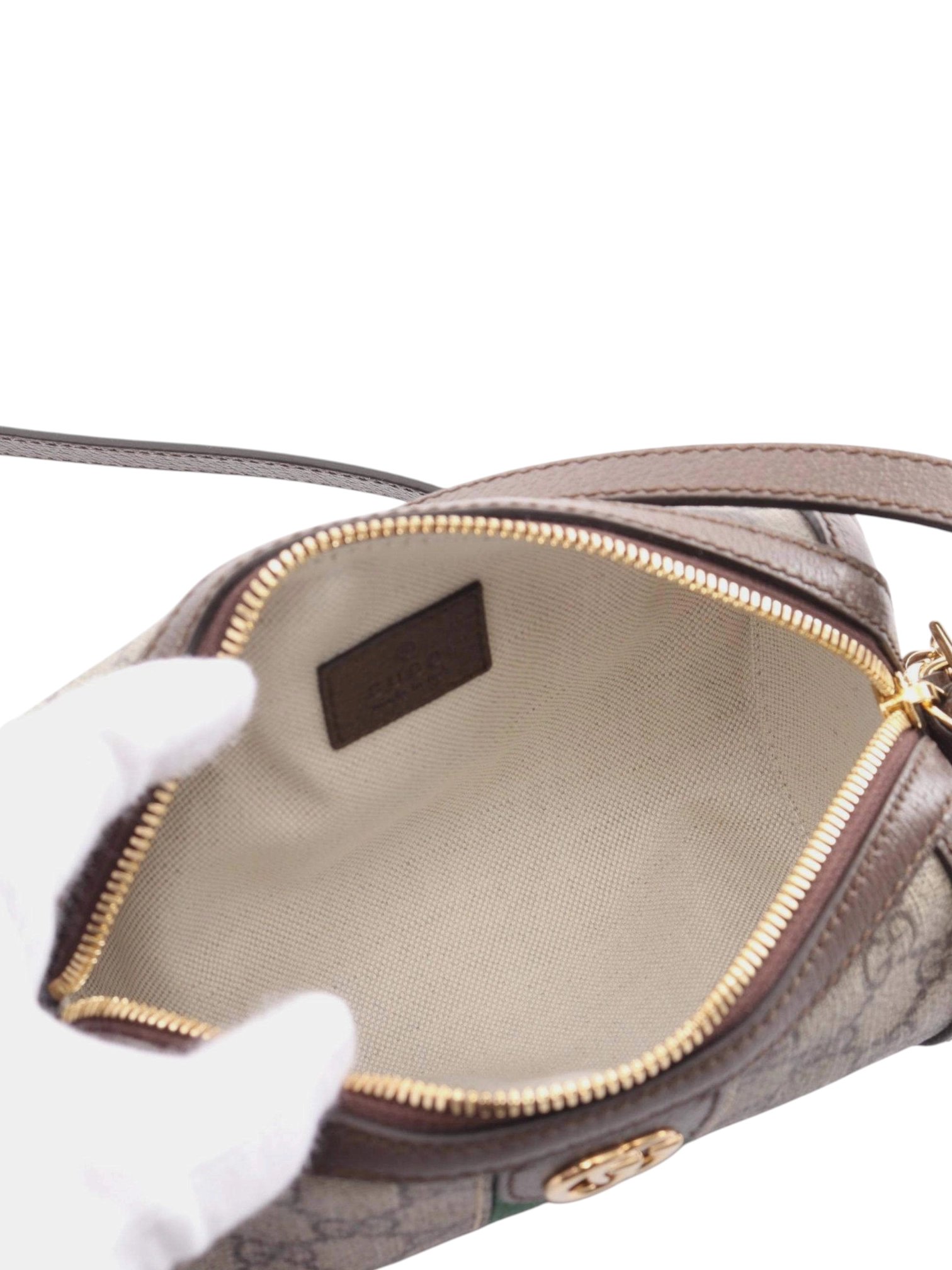 ⁦Gucci Mini Ophidia Gg Supreme Coated Canvas Leather Beige Brown

  + Brand Box , size 15*10 .. BFR⁩ - الصورة ⁦4⁩