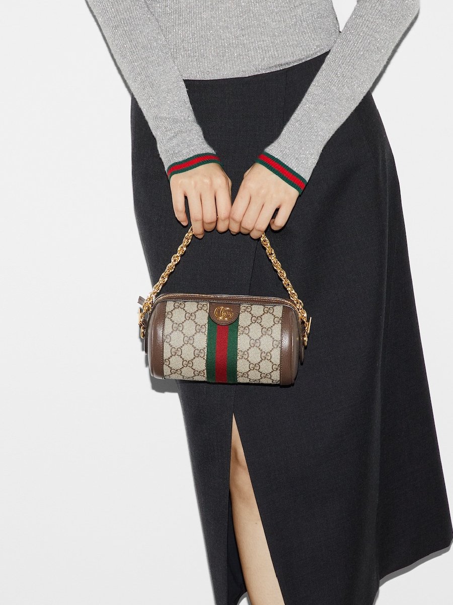 ⁦Gucci Mini Ophidia Gg Supreme Coated Canvas Leather Beige Brown

  + Brand Box , size 15*10 .. BFR⁩ - الصورة ⁦7⁩