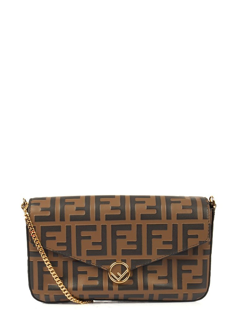 ⁦FENDI Wallet On Chain With Pouches in Zucca FF Leather 

 + Brand Box , size 23*13 .. BFR⁩ - الصورة ⁦1⁩