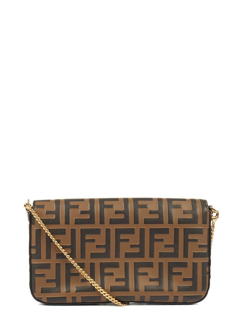 ⁦FENDI Wallet On Chain With Pouches in Zucca FF Leather 

 + Brand Box , size 23*13 .. BFR⁩ - الصورة ⁦2⁩