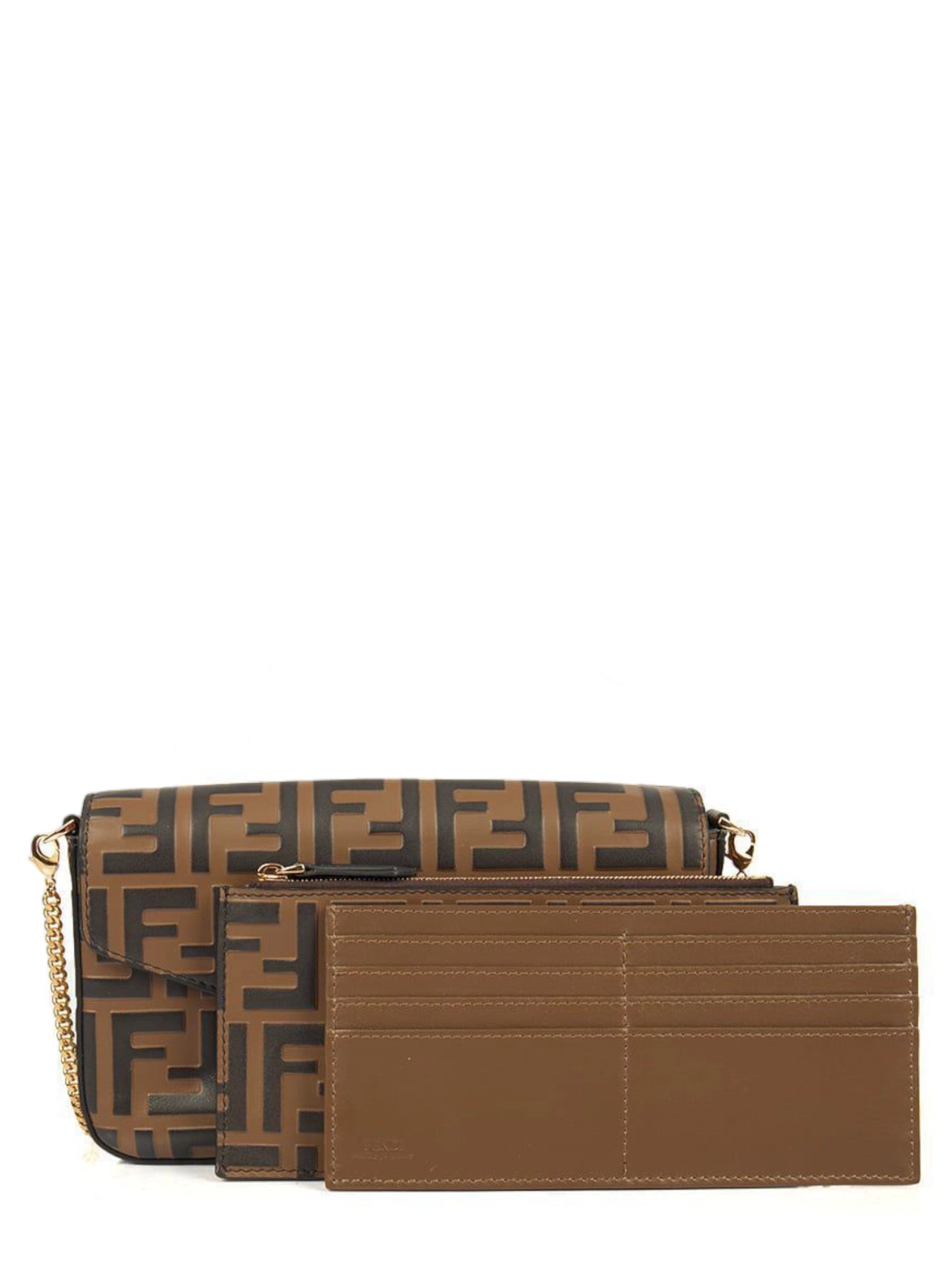 ⁦FENDI Wallet On Chain With Pouches in Zucca FF Leather 

 + Brand Box , size 23*13 .. BFR⁩ - الصورة ⁦4⁩