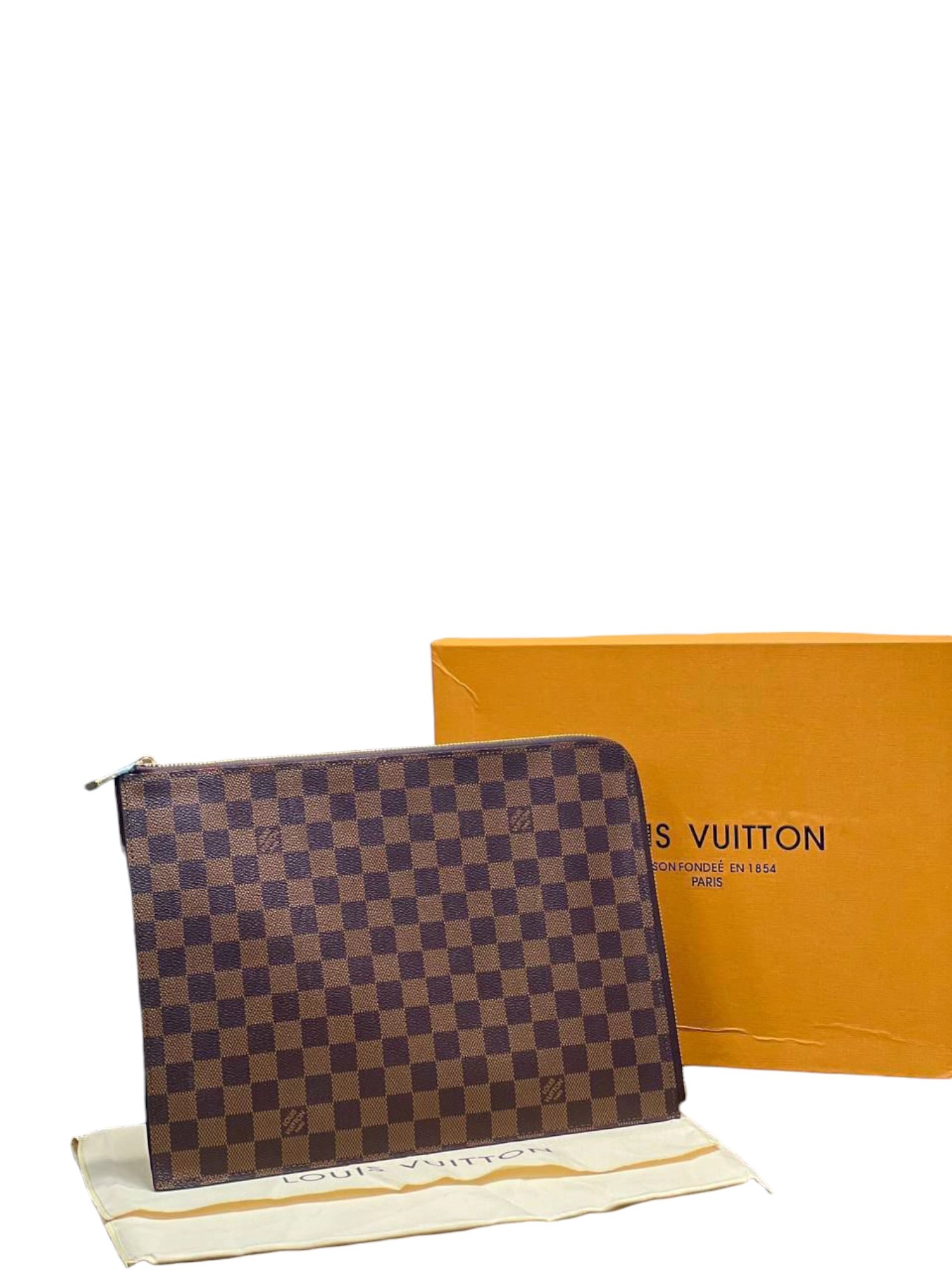 ⁦Louis Vuitton clutch Men's Women'sDamier Ebene Poche Documents & Laptop Portfolio Case + Brand Box, size 34*25⁩ - الصورة ⁦12⁩