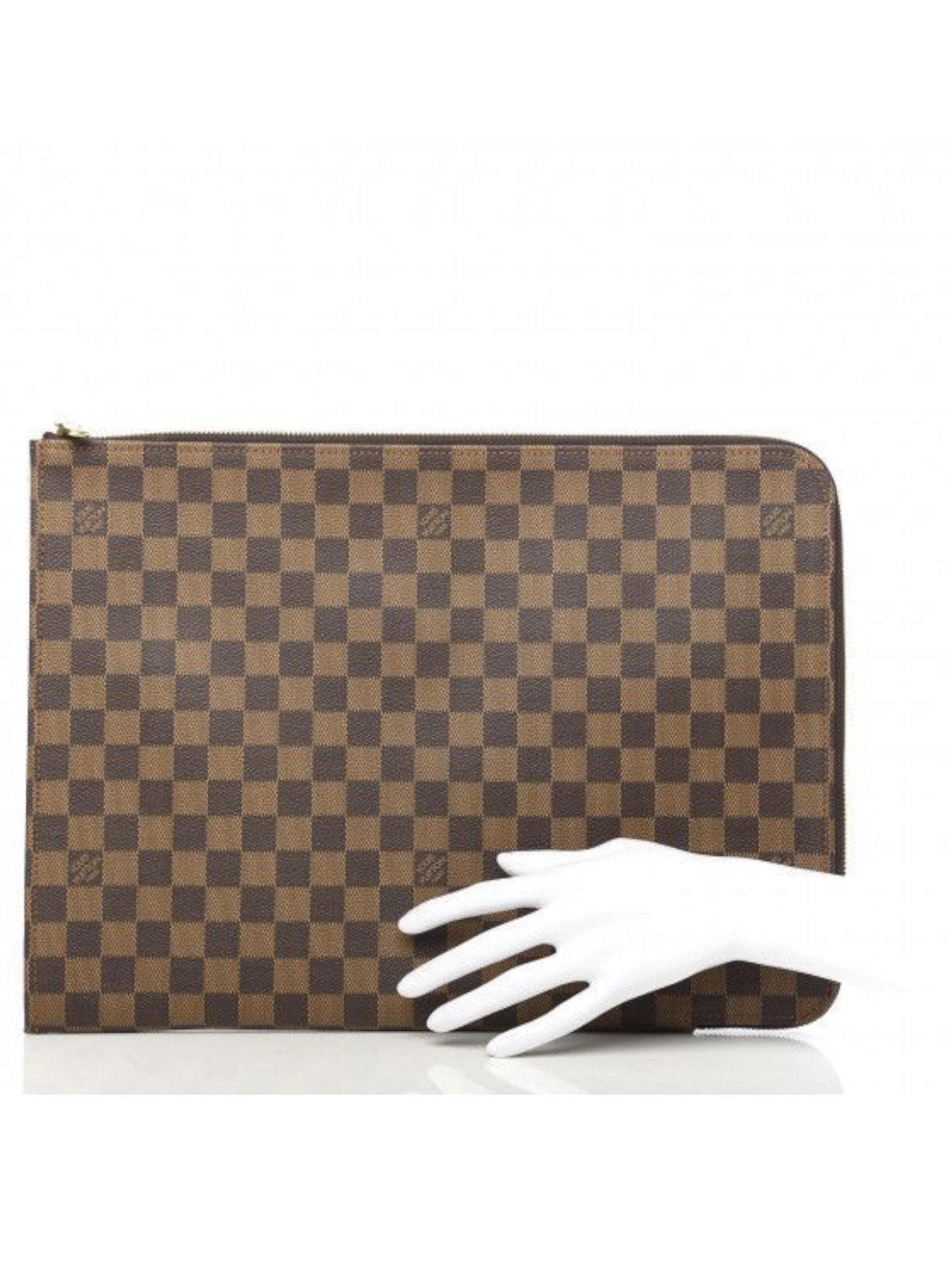 ⁦Louis Vuitton clutch Men's Women'sDamier Ebene Poche Documents & Laptop Portfolio Case + Brand Box, size 34*25⁩ - الصورة ⁦2⁩