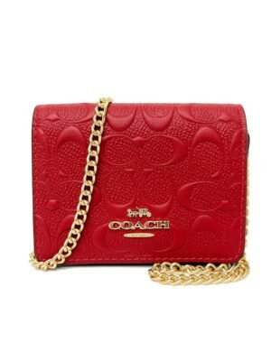 COACH Boxed Mini Wallet On A Chain In Signature Leather  + Brand Box / size 13x9 cm.