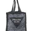 Prada 
Yarn Raffia Effect Crochet Logo Embroidered Beach Tote Bag , size 35*31 - Thumbnail Image 1