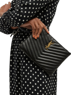 SAINT LAURENT Cassandre matelasse leather clutch pouch + Brand Box , size 29*20 ..