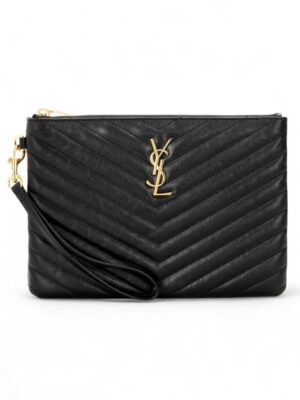 SAINT LAURENT Cassandre matelasse leather clutch pouch + Brand Box soh , size 26*17 ..