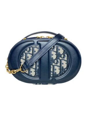 Christian Dior Navy CD Signature Oval Camera Bag + Brand Box , size 18*10