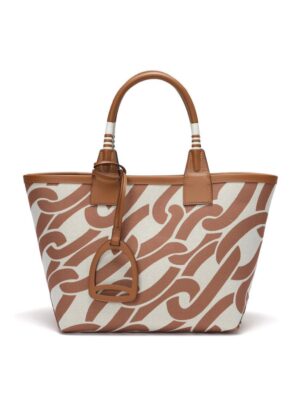 Hermes H Plume Canvas Swift Printed Maillons & Co Steeple 25 Bag + dust cover, size 25*23