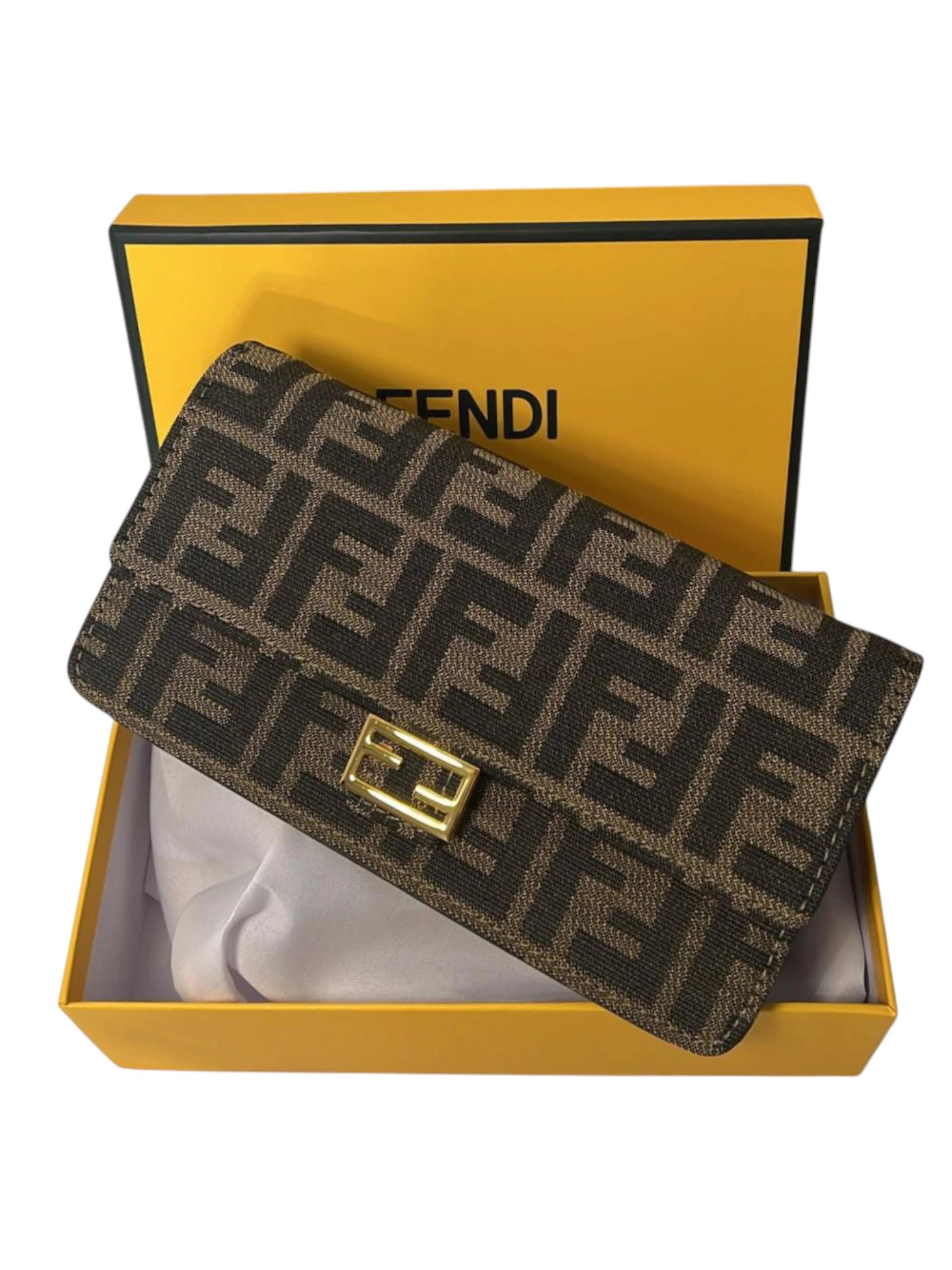 ⁦Fendi baguette Fabric Jacquard FF  Wallet On Chain + Brand Box , size 21x12⁩ - الصورة ⁦3⁩