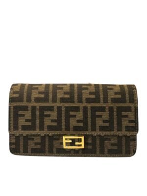 Fendi
baguette 
  Fabric Jacquard FF  Wallet On Chain + Brand Box , size 21x12