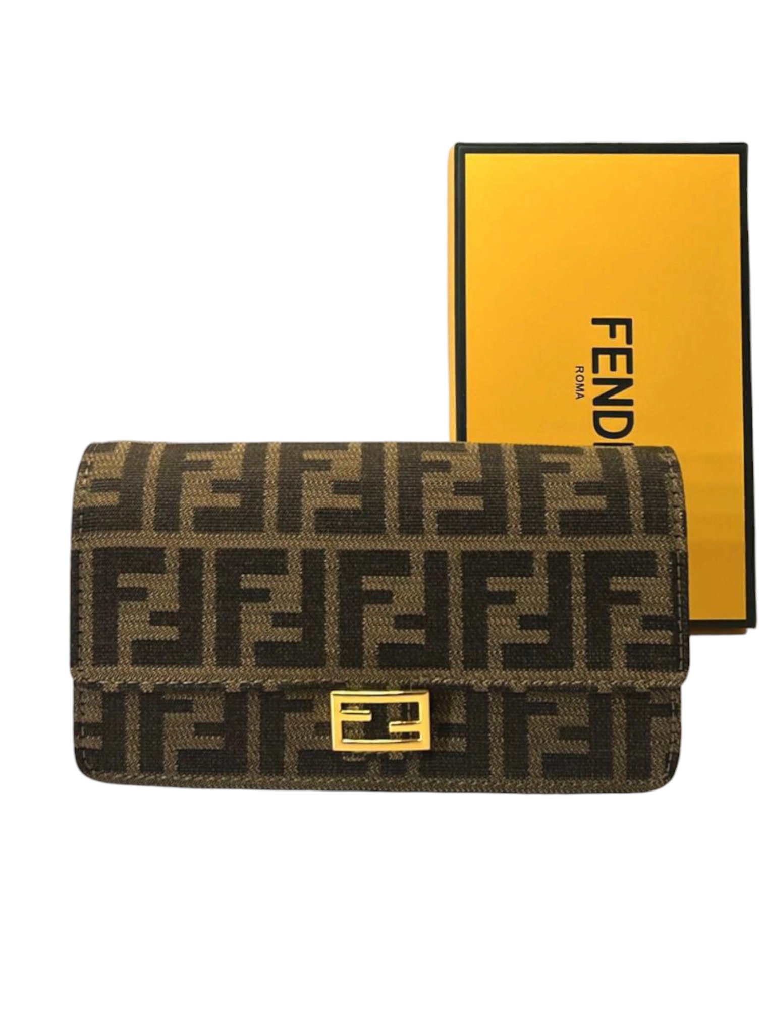 ⁦Fendi baguette Fabric Jacquard FF  Wallet On Chain + Brand Box , size 21x12⁩ - الصورة ⁦2⁩