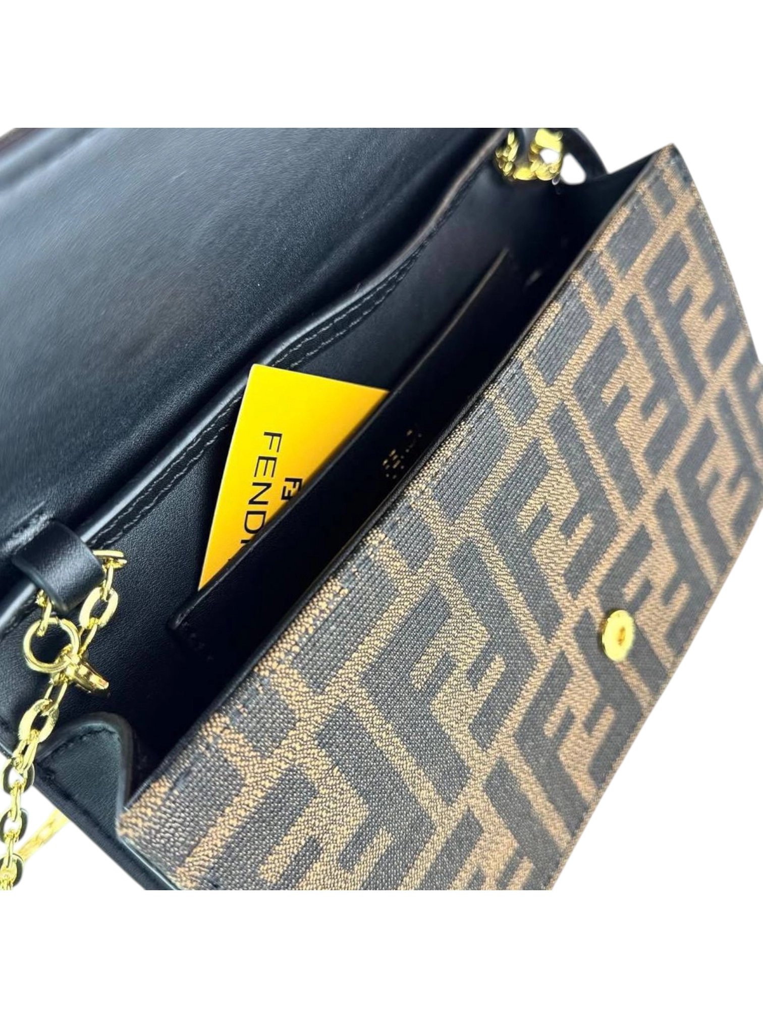⁦Fendi baguette Fabric Jacquard FF  Wallet On Chain + Brand Box , size 21x12⁩ - الصورة ⁦5⁩