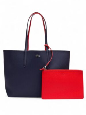 Lacoste Anna Large Reversible Shopping Bag with pouch Navy Blue, size 47*28 . ofr .