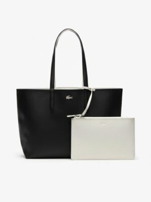 Lacoste Anna Large Reversible Shopping Bag with pouch black  white, size 47*28