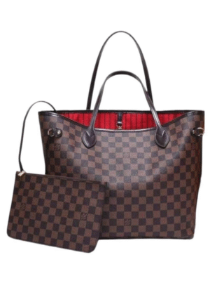 Louis Vuitton Damier Ebene Neverfull MM with pouch , Size 31*27 + Brand Box - بني