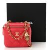 Chanel  Quilted Pearl Crush Mini Vanity Case With Chain Red + Brand Box , size 10*10 - Thumbnail Image 4