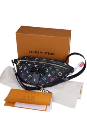 LOUIS VUITTON x MURAKAMI HIGH RISE BUM BAG + Brand Box, size 35*15 - اسود