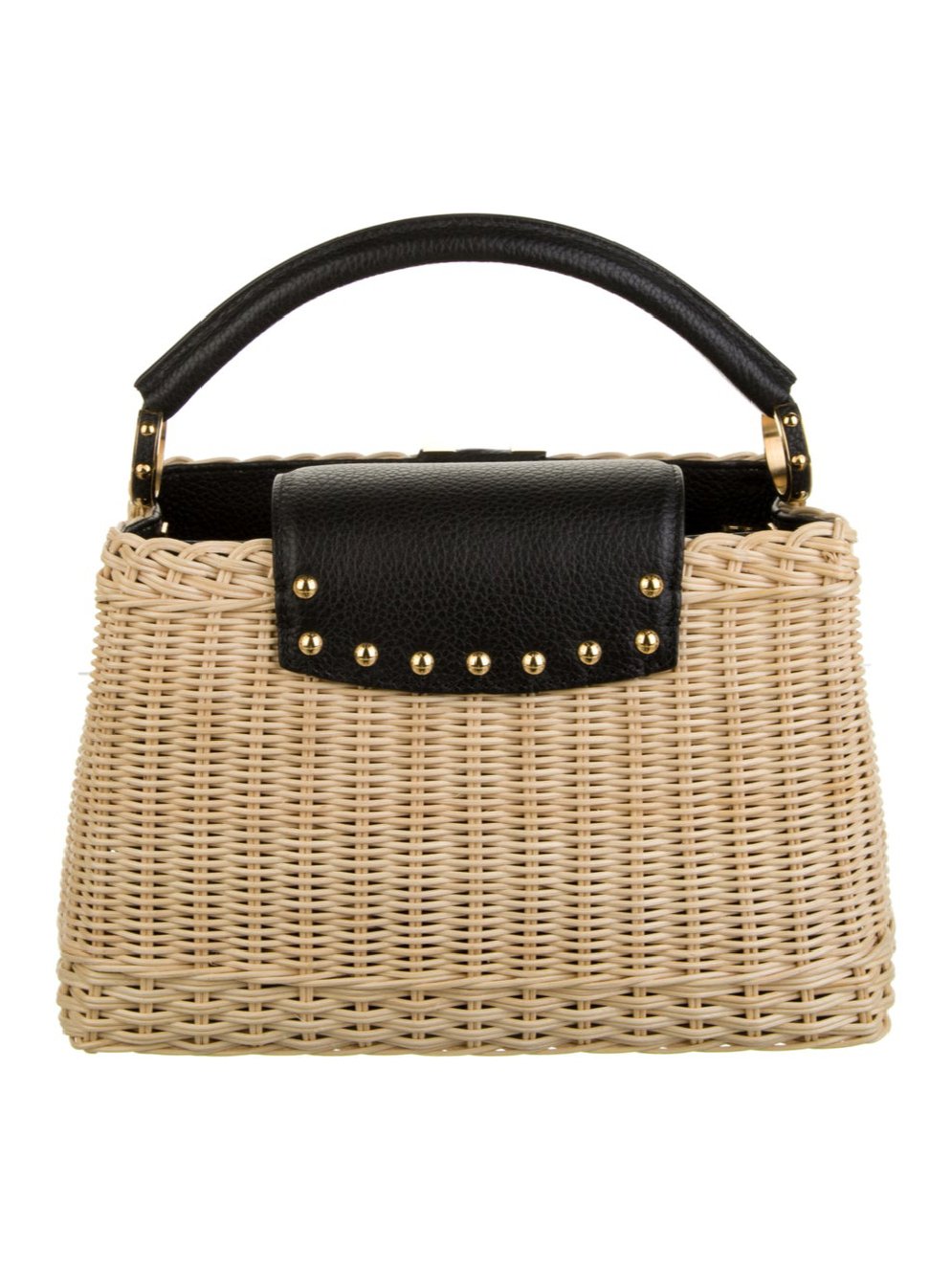 ⁦Louis Vuitton Raffia Wicker Capucines BB Beach bag  + Brand Box , size 26*19⁩ - الصورة ⁦3⁩