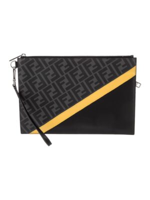 FENDI  Zucca Diagonal Clutch + Brand Box