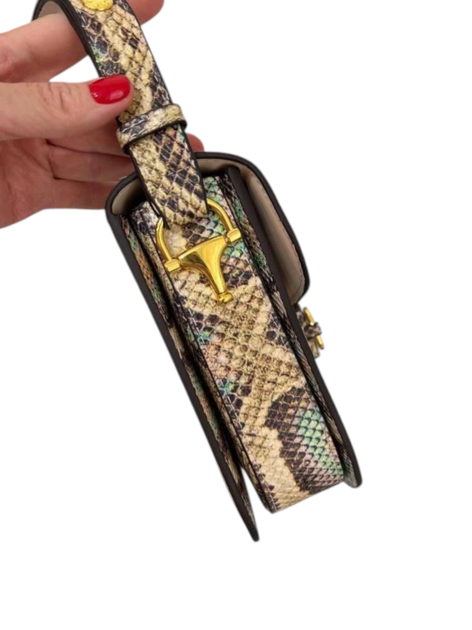 ⁦GUCCI
Horsebit 1955 python shoulder bag + Brand Box, size 24*18⁩ - الصورة ⁦5⁩
