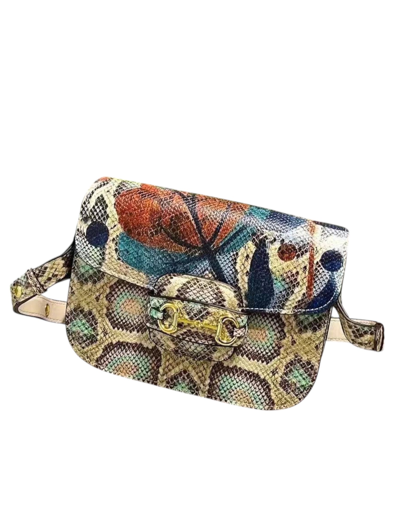 ⁦GUCCI
Horsebit 1955 python shoulder bag + Brand Box, size 24*18⁩ - الصورة ⁦1⁩