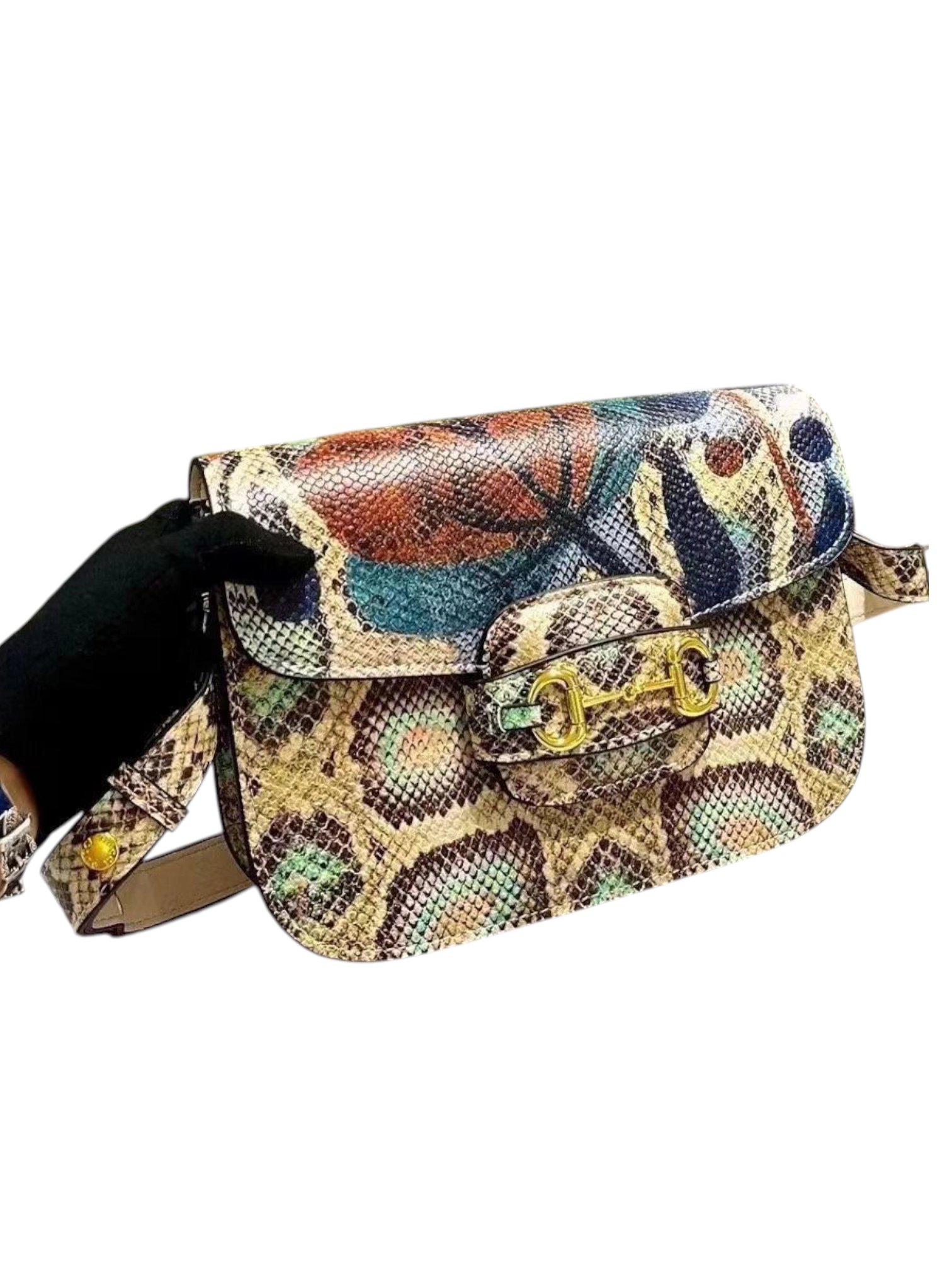 ⁦GUCCI
Horsebit 1955 python shoulder bag + Brand Box, size 24*18⁩ - الصورة ⁦3⁩