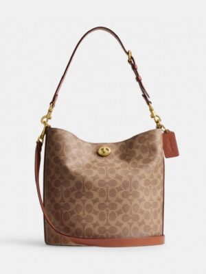 Coach Coated Canvas Signature Willow Soft Bucket Bag + Brand Box , size 28*25