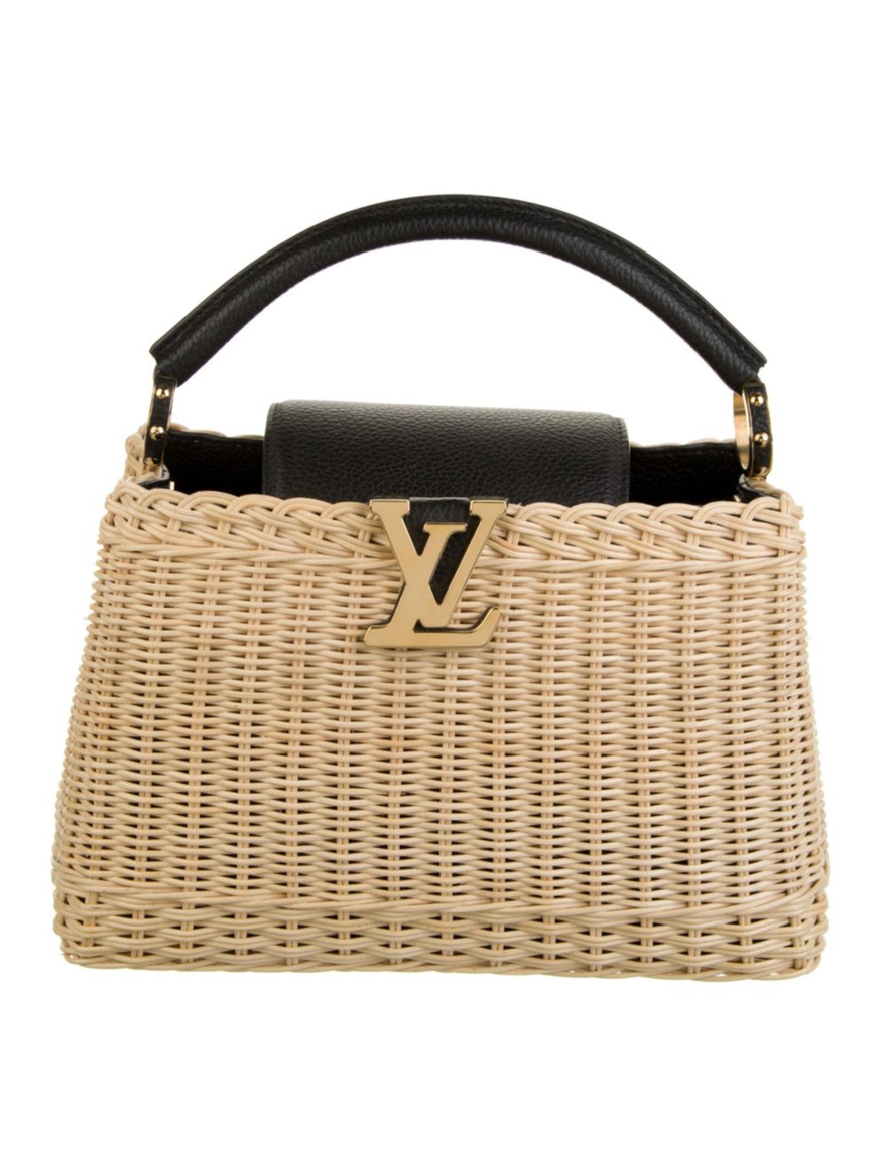 ⁦Louis Vuitton Raffia Wicker Capucines BB Beach bag  + Brand Box , size 26*19⁩ - الصورة ⁦1⁩