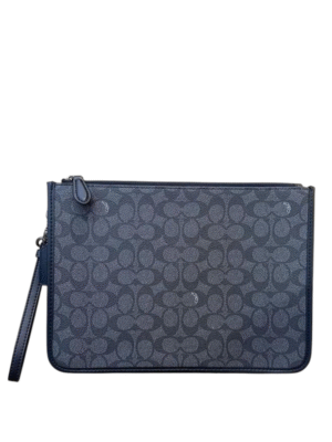 Coach Charter  Pouch Clutch bag In Signature + Brand Box , size 26*20