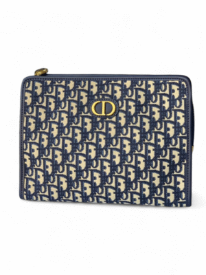 Christian Dior Clutch Oblique 30 Montaigne Pouch  color Navy Blue + Brand Box , size 26*20