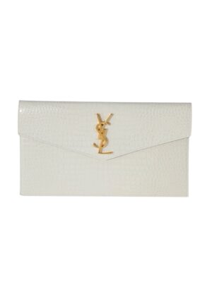 SAINT LAURENT Uptown  Croc Effect Clutch white + Brand Box , size 27*15