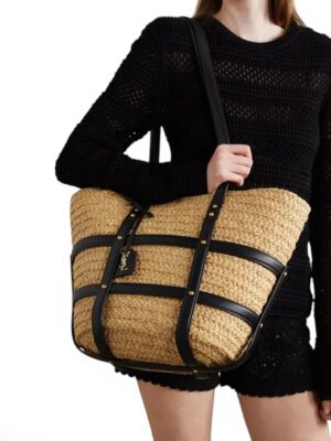 SAINT LAURENT Caged Raffia Tote Bag , size 45*30 .