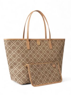 Tory Burch T Monogram zip tote bag Canvas + Brand Box , size 43*30 . v