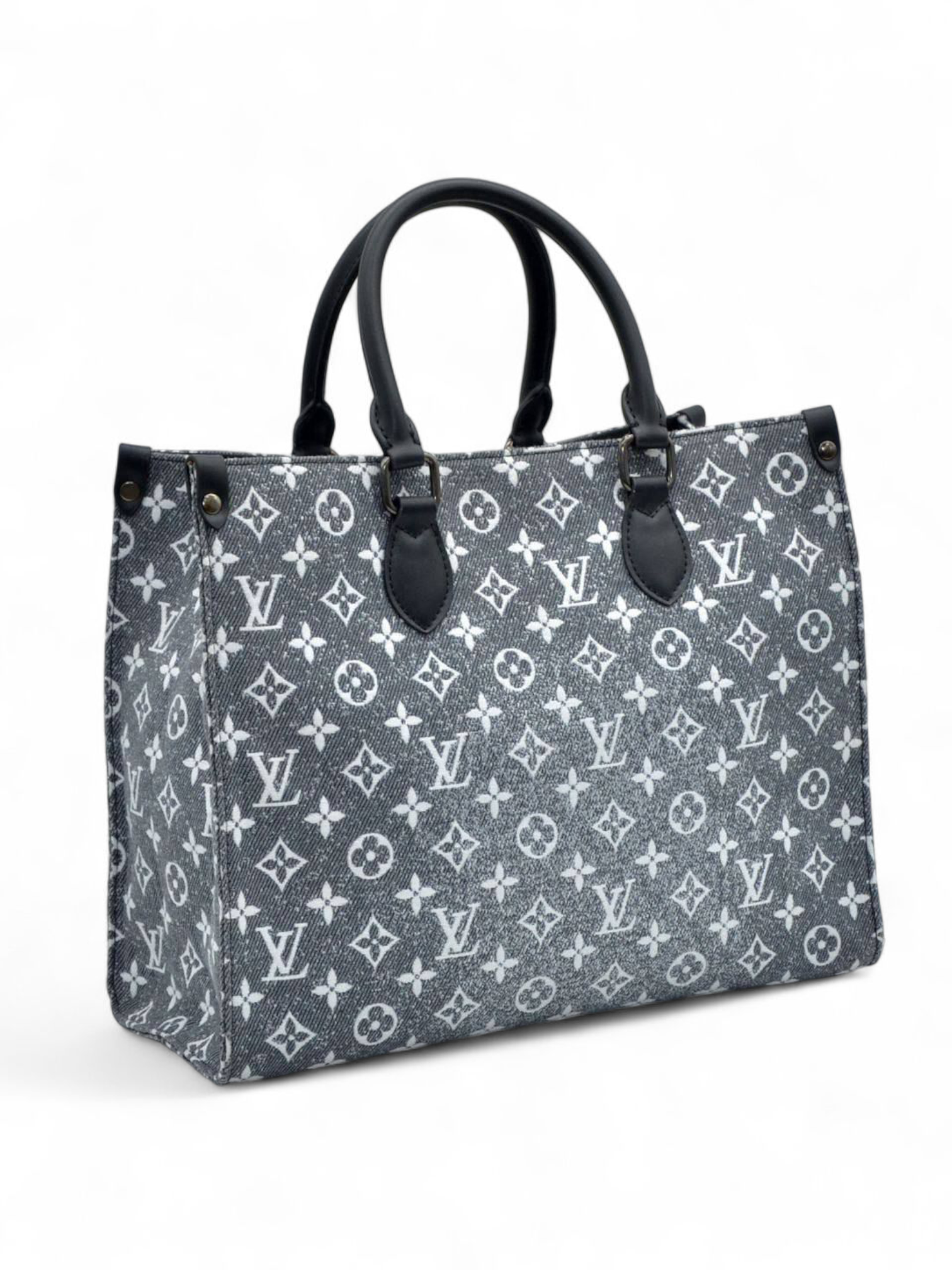 ⁦Louis Vuitton
Limited Edition Black Monogram Denim Onthego MM
  , size 28*24 .. ofr⁩ - الصورة ⁦1⁩