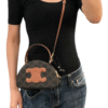 Celine 
Calfskin Triomphe Canvas Half Moon Case Tan + Brand Box , size 20*14 .. ofr - Thumbnail Image 8