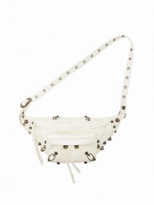 Balenciaga Le Cagole Belt Bag in Arena Lambskin + Brand Box , size 27*17 .. ofr - أبيض