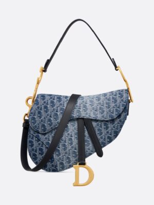 Christian Dior Saddle Bag with Strap
Blue Denim Dior Oblique Jacquard + Brand Box , size 25*22