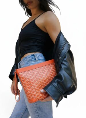 Goyard Goyardine Conti Clutch  + Dust cover, size 28*23