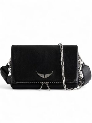 ZADIG & VOLTAIRE
Rocky iconic black grained leather bag + Brand Box , size 28*19