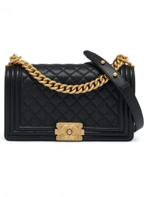 Chanel Medium Boy Bag  Caviar Antique Gold Hardware
 + Brand Box , size 25*14