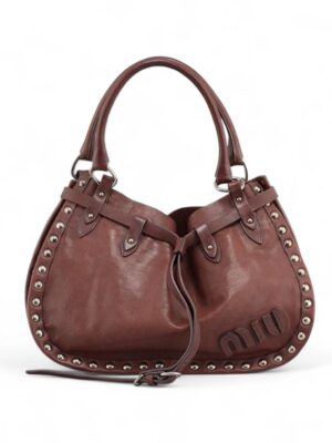 Miu Miu Brown Leather Studded  Bag , size 38*24