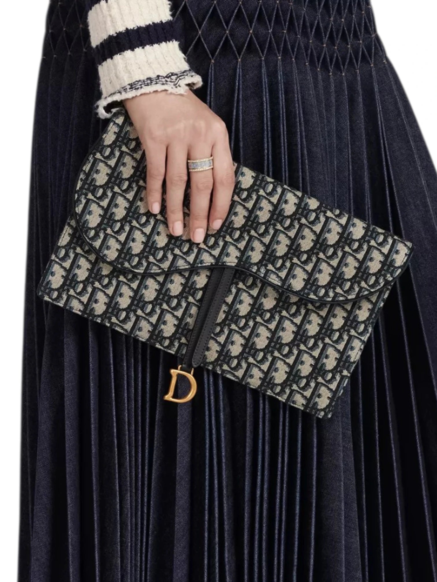 ⁦Christian Dior saddle clutch pouch oblique Jacquard + Brand Box, size 26*17⁩ - الصورة ⁦1⁩