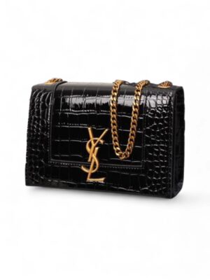 Saint Laurent Sunset Chain Bag  Croc embossed + Brand Box , size 14*20