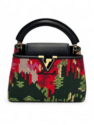 Louis Vuitton Capucines Multicolor Embroidered Cotton Handbag + Brand Box , size 20*14