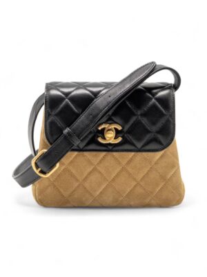 Chanel 25a Suede Patchwork Mini Crossbody Bag + Brand Box , size 20*15