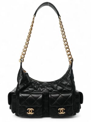 Chanel2025 Quilted CC Large Pocket Hobo + Brand Box , size 30*20