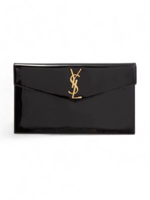 SAINT LAURENT Uptown patent leather clutch pouch + Brand Box , size 27*16