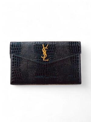 SAINT LAURENT UPTOWN clutch pouch in CROCODILE EMBOSSED + Brand Box , size 27*17