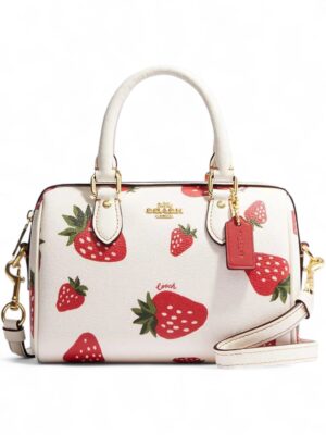 Coach Rowan Satchel Bag With Strawberry Print + Brand Box , size 26*18